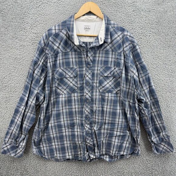 Cabela's Other - Cabelas Outfitter Shirt Mens 2XL Blue Plaid L/S Button Up Pima Cotton‎ READ